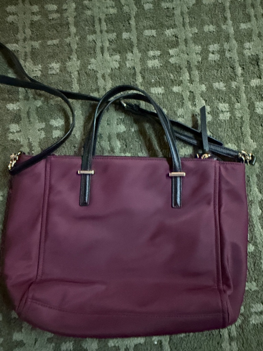 Kate Spade Wilson Road Alyse Satchel Bag Deep Plum Nylon - Picture 6 of 9